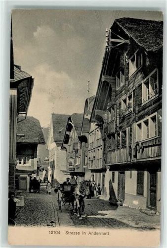 6490 Andermatt - Pferdekutsche in der Dorfstraße