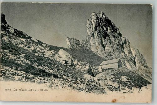 Säntis 1907 Foto AK Die Wagenlücke am Säntis