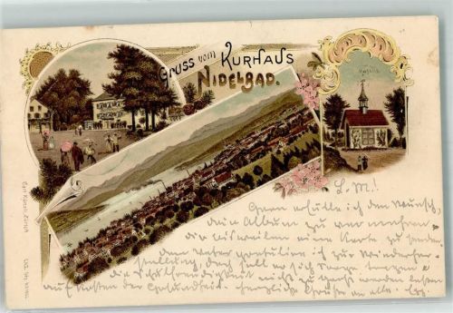 8803 Nidelbad Rüschlikon 1900 Lithographie Kurhaus Kapelle