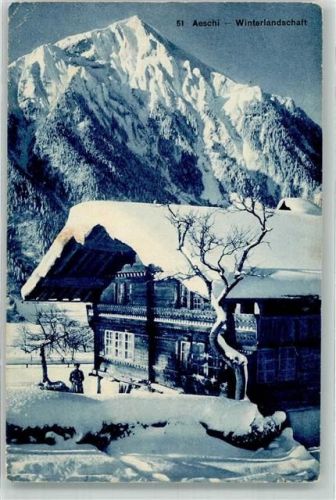 3703 Aeschi b. Spiez 1912 Gebrauchsspuren Winter Chalet