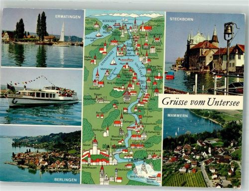 8272 Ermatingen Foto AK Untersee MS Kreuzlingen Steckborn Mammern Berlingen