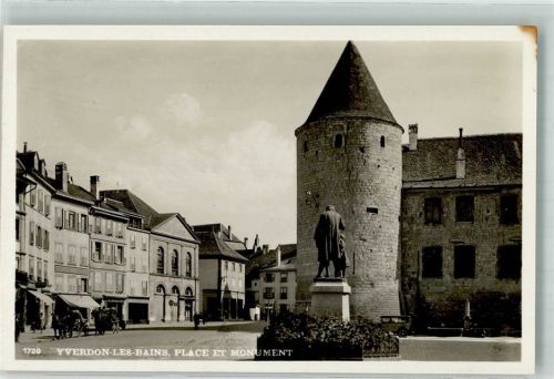 1400 Yverdon-les-Bains Foto AK Denkmal Platz