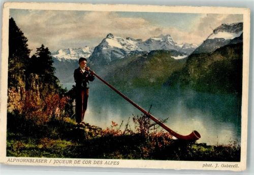 Joueur de Cor des Alpes Am Urnersee Photo Gaberell Nr. 22698 Alphorn