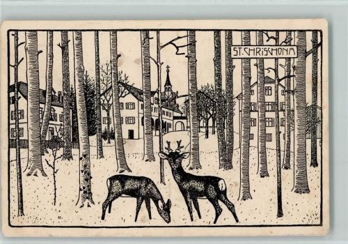 St Chrischona 1909 Künstlerkarte Federzeichnung