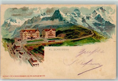 3823 Kleine Scheidegg 1898 Lithographie Bergbahn