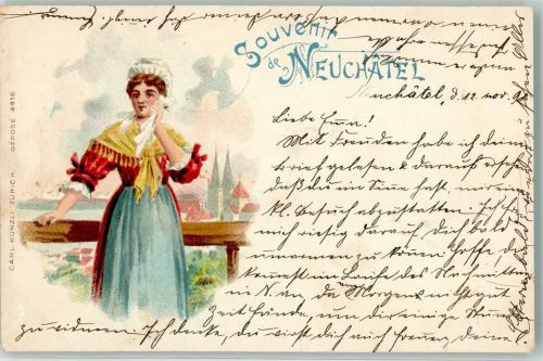 2000 Neuchâtel Neuenburg 1898 Lithographie Tracht