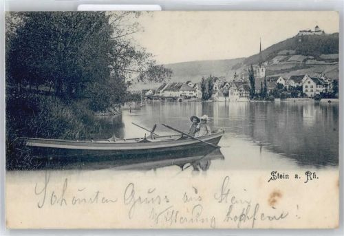 8260 Stein am Rhein - Teilansicht, Boot, Fluss