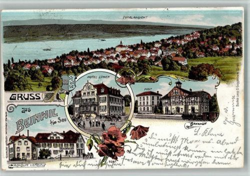 5712 Beinwil am See 1905 BOAKC Hotel Löwen Postamt Bahnhof Konsumverein Lithographie