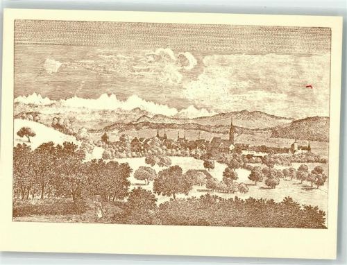 4800 Zofingen Künstlerkarte Zeichnung des Ortes im Jahr 1811 sign. J.Zimmer
