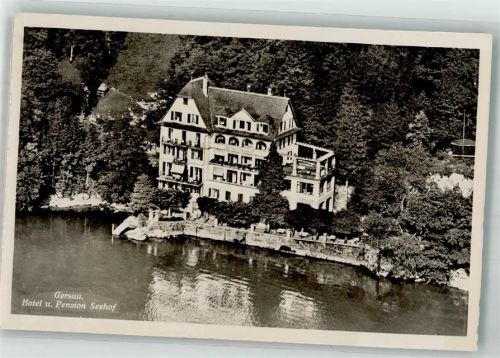 6442 Gersau 1945 Foto AK Hotel Pension Seehof Fliegeraufnahme