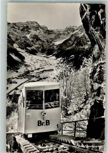 8784 Braunwald 1953 Foto AK Bergbahn