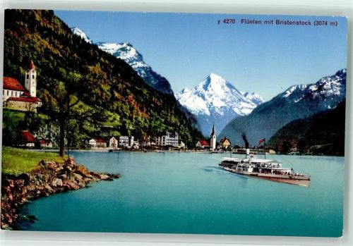 6454 Flüelen - Raddampfer Bristenstock Hotel Tellsplatte Hüttenstempel