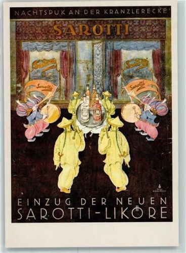 W1000 Berlin Mitte Werbeschätze Mohren Edition 1925 Nachtspuk an der Kranzlerecke Sarotti Schokolade Künstlerkarte