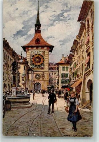 3000 Bern Berne 1933 Künstlerkarte sign. Stein Zeitglockenturm