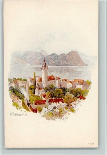 6354 Vitznau Lithographie / Künstlerkarte Nr. 31 Verlag Vouga & Cie , 1900 Eisenbahn, sehr gute Erhaltung AK