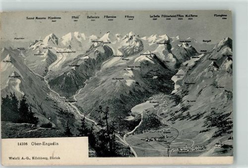 7505 Celerina/Schlarigna 1907 - Vogelschau Oberengadin
