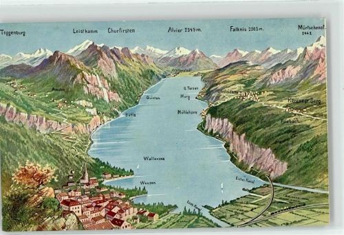 8872 Weesen - Orientierungskarte Der Wallensee