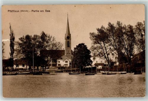 8330 Pfäffikon ZH 1919 - See Kirche Ruderboot