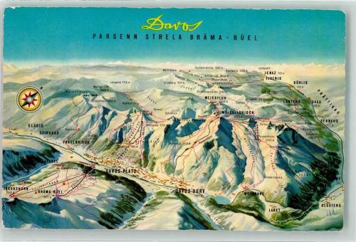 7260 Davos Dorf - Vogelschau Parsen Strela Bräma Büehl
