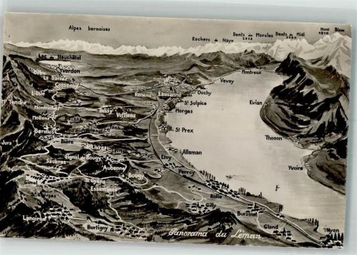 1000 Lausanne Losanna Foto AK Vogelschau Panorama du Leman