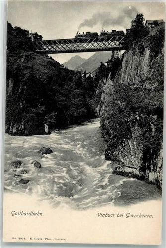 6487 Göschenen - Gotthardbahn Viadukt Dampflok Eisenbahn
