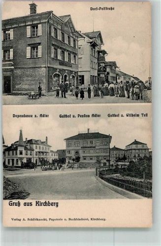9533 Kirchberg SG 1911 Foto AK Gasthaus Adler Wilhelm Teell Pension Adler Dors-Poststrasse