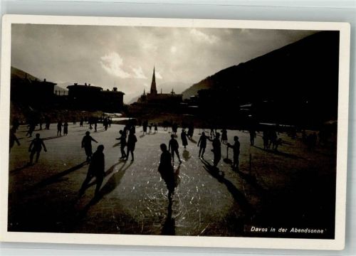 7270 Davos Platz Winter Eislauf Abendsonne