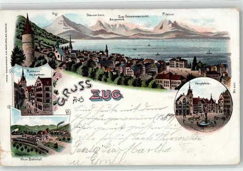 6300 Zug Zugo 1899 - Rathaus Bahnhof Hauptplatz Zytturm Pilatus Rigi