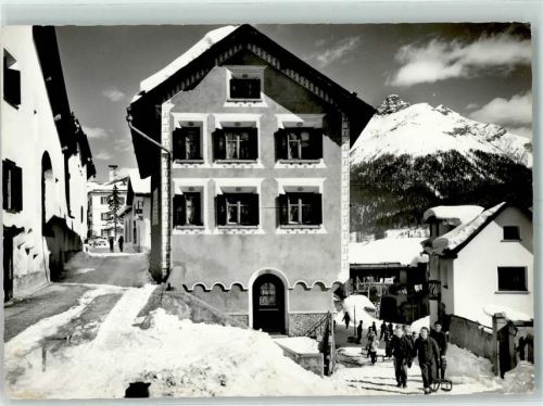 7525 S-chanf - Dorfpartie mit Piz d'Esen Winter