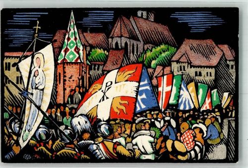 4000 Basel Bâle Künstlersteindruck VI. Schweiz. Katholikentag 9.-12. August 1924