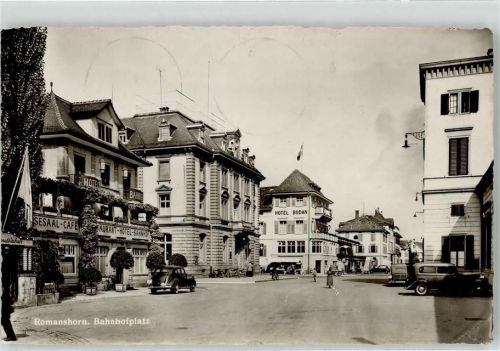 8590 Romanshorn - Bahnhofplatz VW Käfer Bahnhof Hotel Bodan