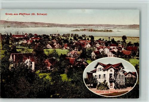 8808 Pfäffikon SZ 1916 - Gasthaus zum Bahnhof AK