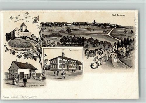 8234 Stetten SH BOAKC Gasthaus Sonne Schloss Ilerblingen Schulhaus Lithographie
