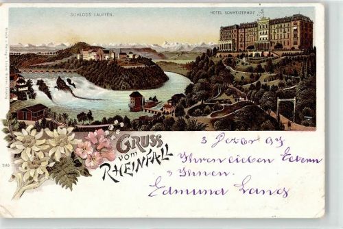 8212 Neuhausen am Rheinfall Lithographie Rheinfall