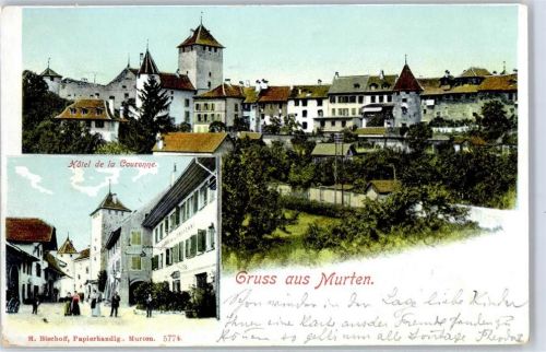 3280 Murten Morat 1901 Lithographie Hotel