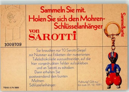 1971 Mohren Schlüsselanhänger Sarotti Schokolade