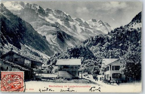 3822 Lauterbrunnen 1910 Lithographie Stechelberg