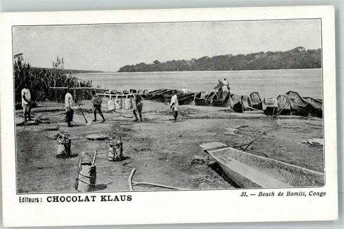 Werbung Nr. 31 Beach de Bomili Congo-Belge Kolonien Klaus Schokolade