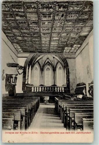 7432 Zillis-Reischen - Inneres der Kirche in Zillis Deckengemälde aus dem XII Jahrhundert