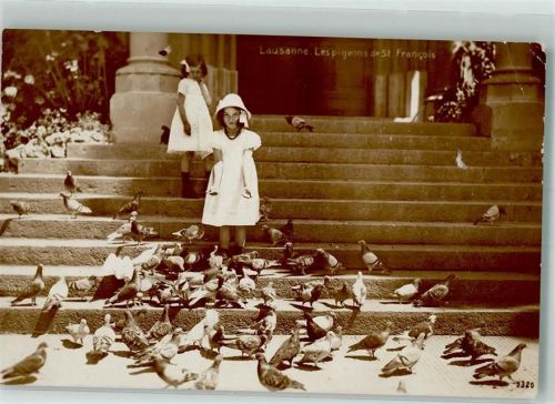 1000 Lausanne Losanna 1917 Gebrauchsspuren Kirche St. Francois Kinder Tauben