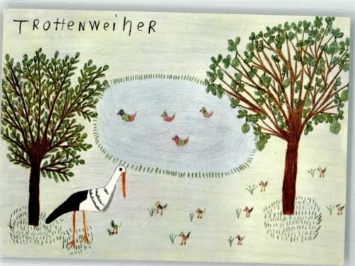 4800 Zofingen Künstlerkarte Schülerzeichenwettbewerb sign. Siegrist Trottenweiher Storch