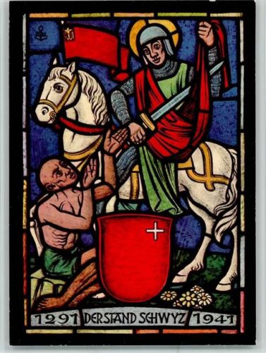 Schwyzer Standesscheibe Ritter mit Schwert Pro Infirmis Schweiz