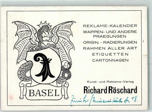 4000 Basel Bâle Gebrauchsspuren Fabrik R. Röschard Kalender