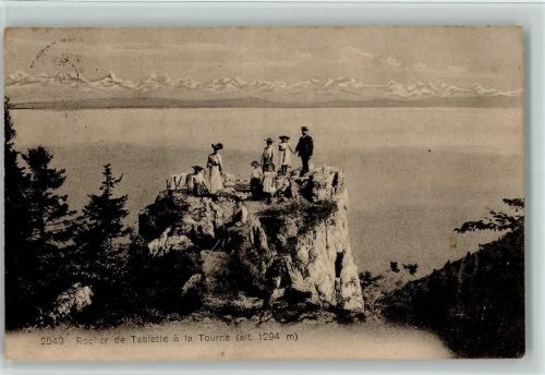 Col de la Tourne 1915 - Rocher de Tablette a la Tourne - Familie steht auf dem Felsen