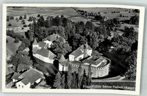 5705 Hallwil Foto AK Fliegeraufnahme Schloss