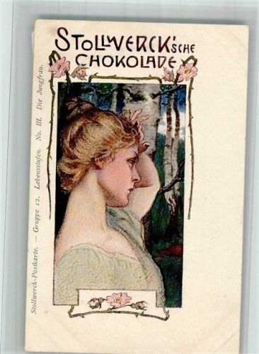 Gruppe 12 Lebensstufen Nr. III Die Jungfrau Jugendstil Stollwerck Schokolade 1900 BOAKC