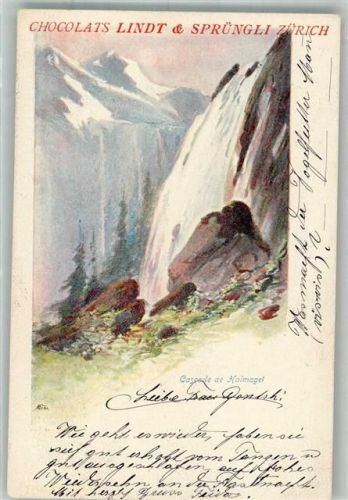 Zürich Chocolats Lindt u. Sprüngli Wasserfall Cascade de Halmagel Schokolade 1906
