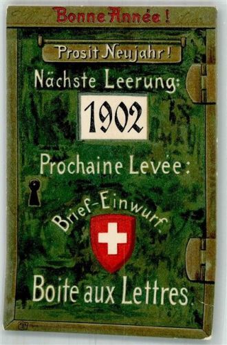 9400 Rorschach 1902 Lithographie / Künstlerkarte Briefkasten Neujahr 1902 Ort lt. Stempel