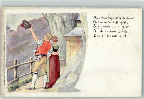 9050 Appenzell - Appenzellerpaar in den Bergen