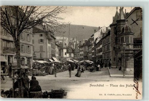 2000 Neuchâtel Neuenburg - La Place des Halles Marktszene